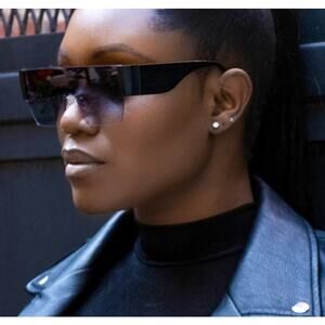 Square Oversized Sunglasses for Women Fashion Flat Top Large Black Frame Shades